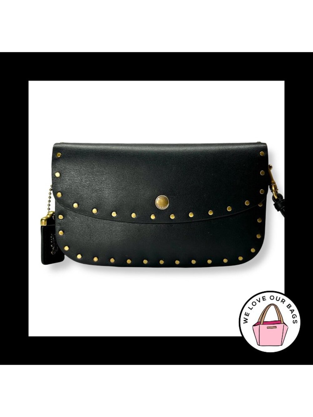 NEW COACH 1941 RIVET Glovetanned Black Leather Wristlet Wallet Snap Clutch 29765